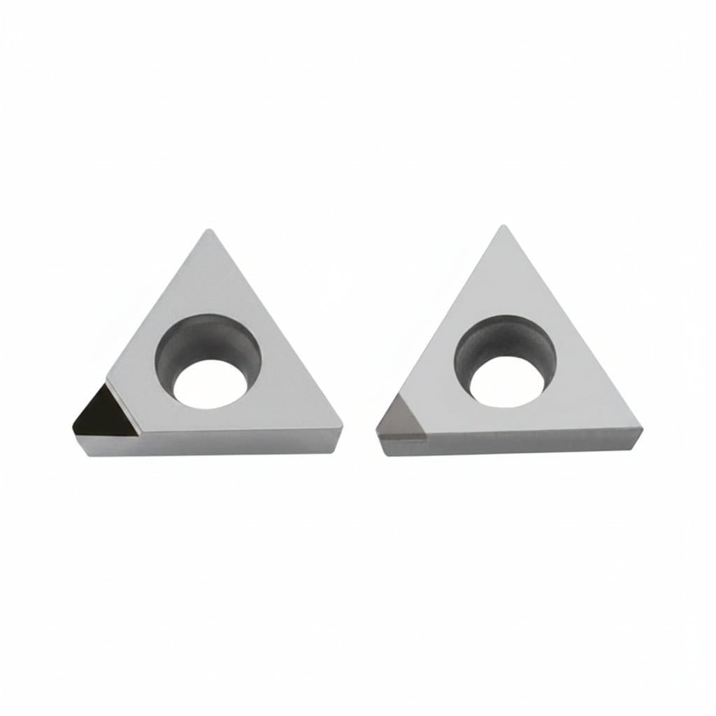 TBGT0601 PCD CBN Diamond CNC insert for lathe tools, precision machining of aluminum, copper, and cast iron with Anles 01 02 04 geometry.