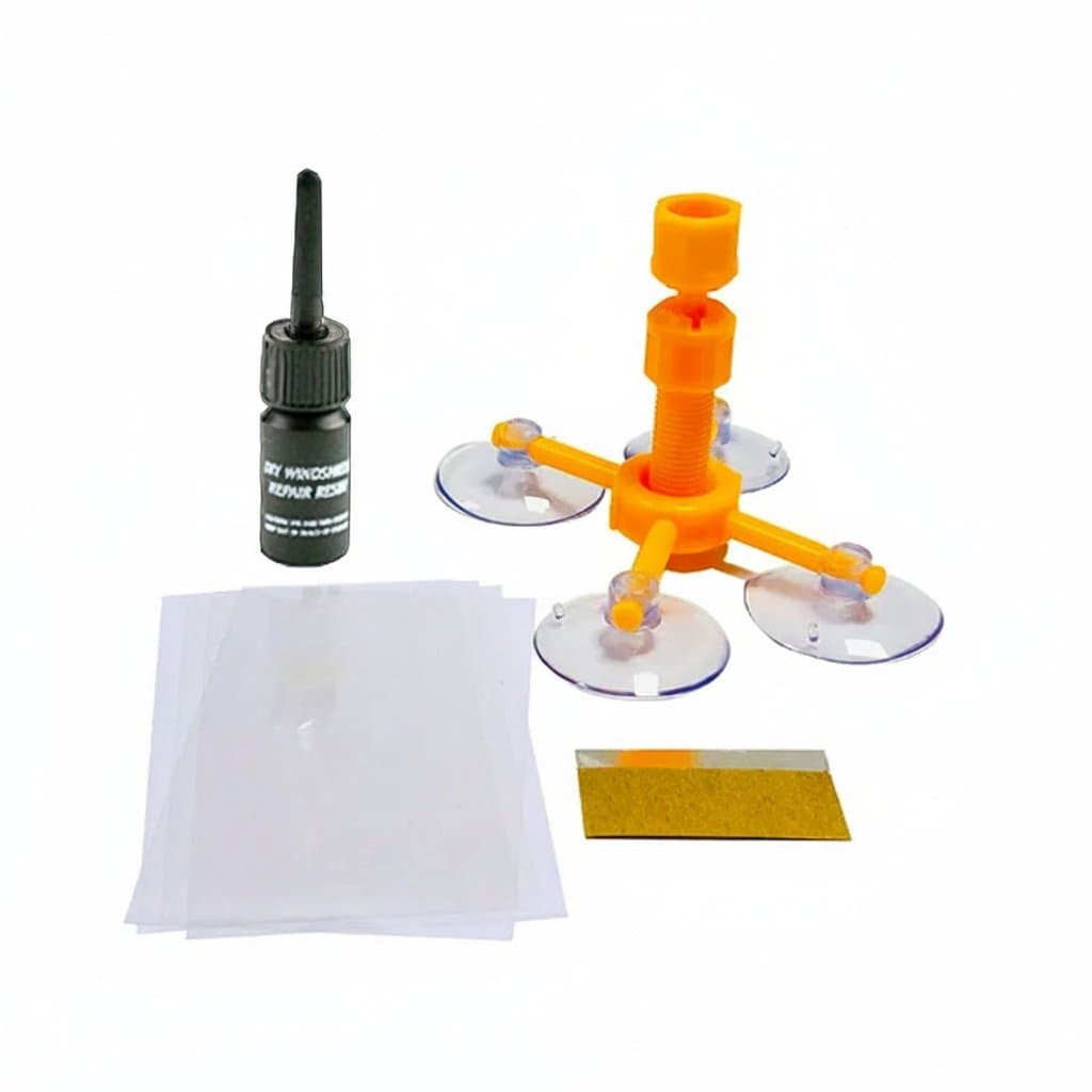 Windshield repair kit for quick fix car cracked glass, a comprehensive windscreen repair tool kit with resin sealer for DIY auto window screen restoration.
