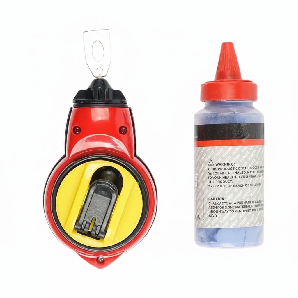 Honest 30m chalk line kit with two ergonomic reels and a blue powder bottle for precise marking.