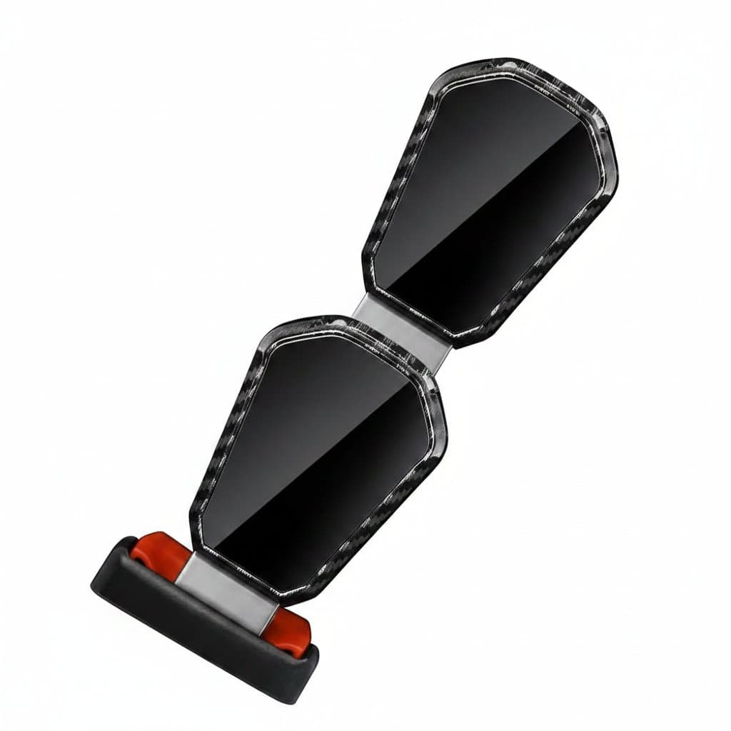 A black universal car seat belt extender strap, compatible with various vehicle brands.