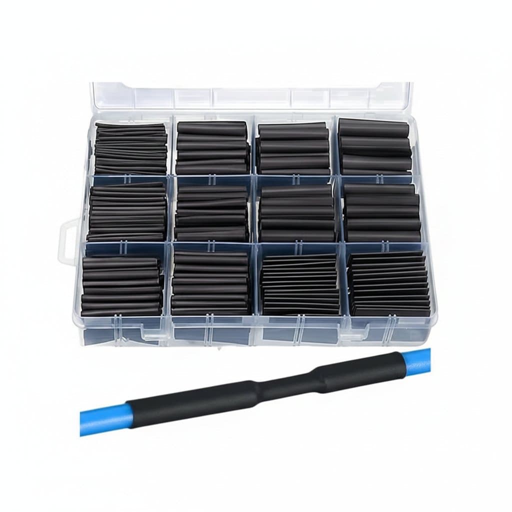 Heat Shrink Tubing Kit | 127-Piece Black Polyolefin | Wire Insulation & Protection - Professional Grade Tool