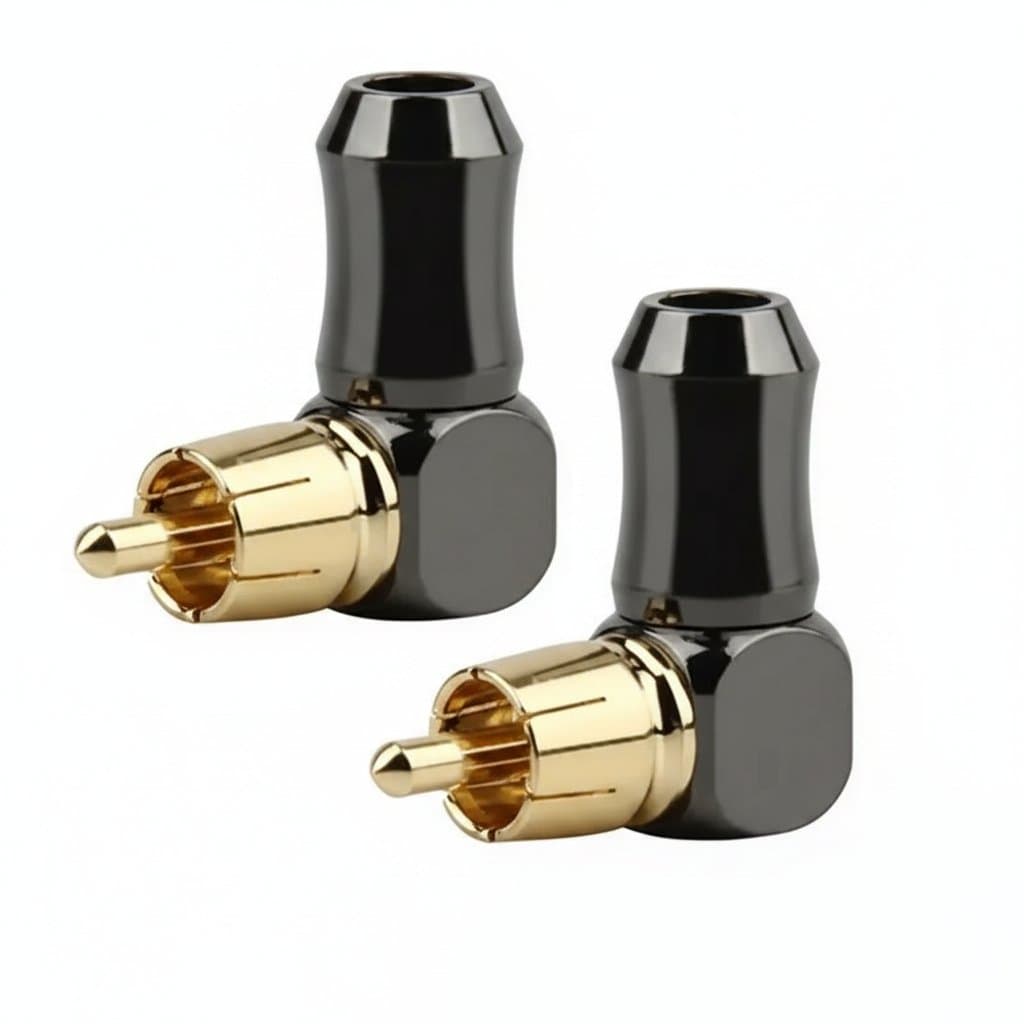 90-Degree Right-Angle RCA Plug | Gold-Plated for Premium Audio/Video Signal Integrity