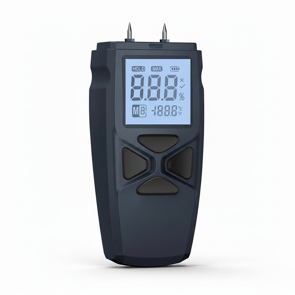 Moisture meter, a handheld device.