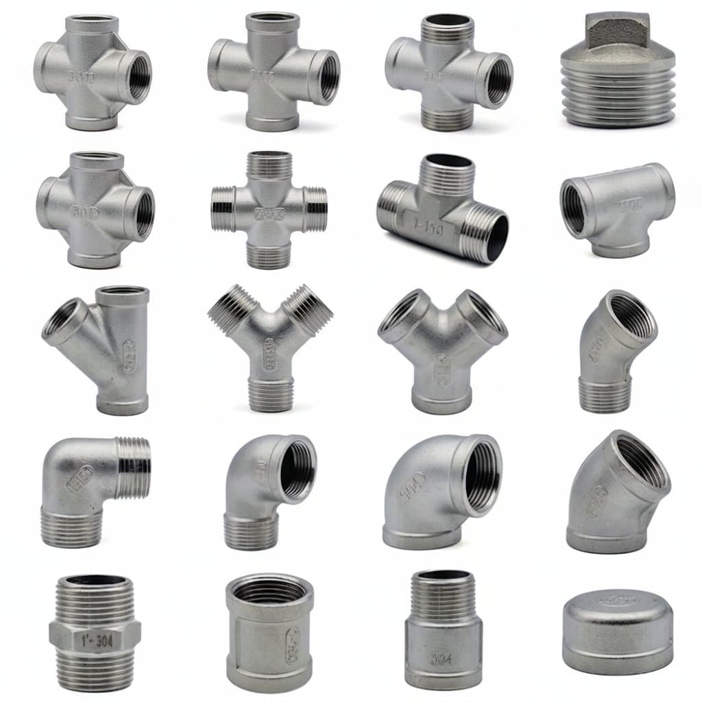 304 Stainless Steel Pipe Fittings | 45° & 90° Male-to-Female Elbow Adapters