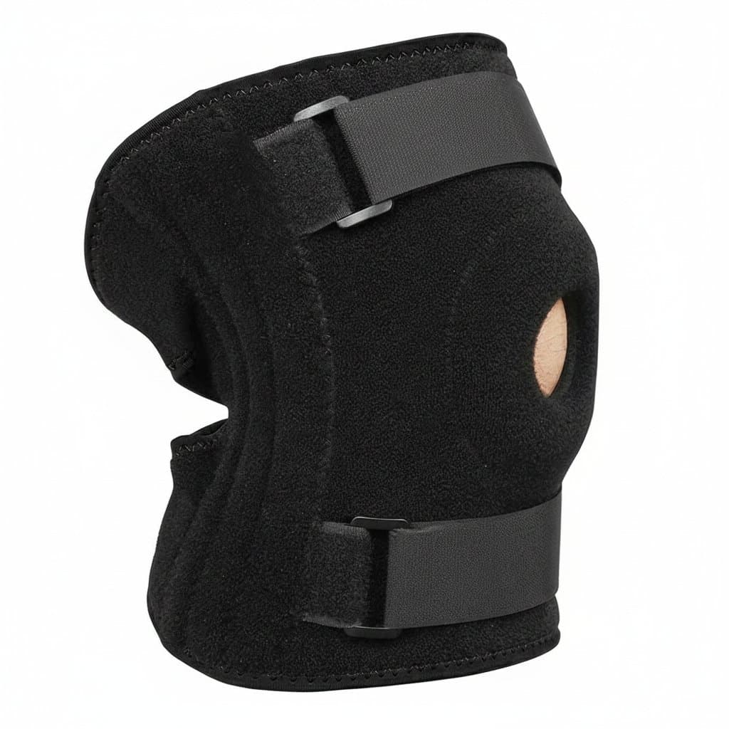 Plus size knee brace with patella gel pads and side stabilizers for ACL, meniscus tear, arthritis, and injury recovery support.