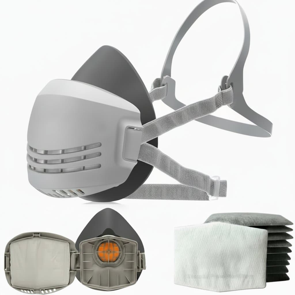 Half-Face Respirator Mask | 21-in-1 Carbon Filter System | Anti-Dust, Haze & Gas Protection