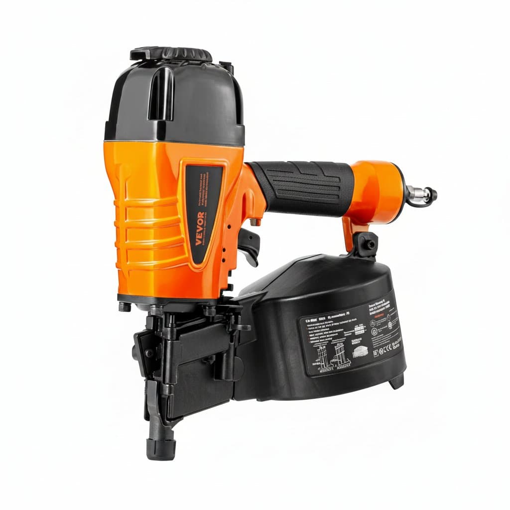 SucceBuy pneumatic coil siding nailer for pallet making and siding installation, operates at 70-120 PSI with various model compatibility.