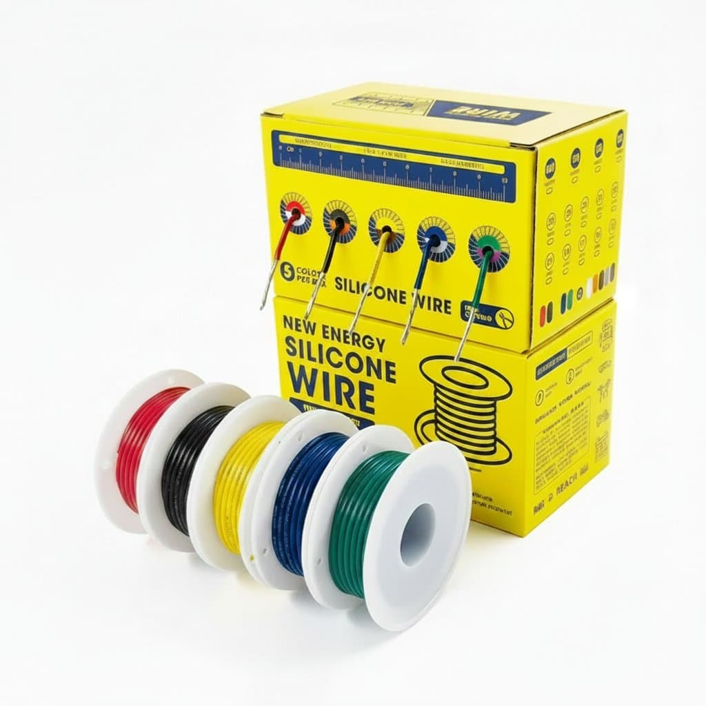 5-color silicone hook up wire kit with 8 AWG sizes from 16 to 30, featuring flexible tinned copper conductors for electronics projects.