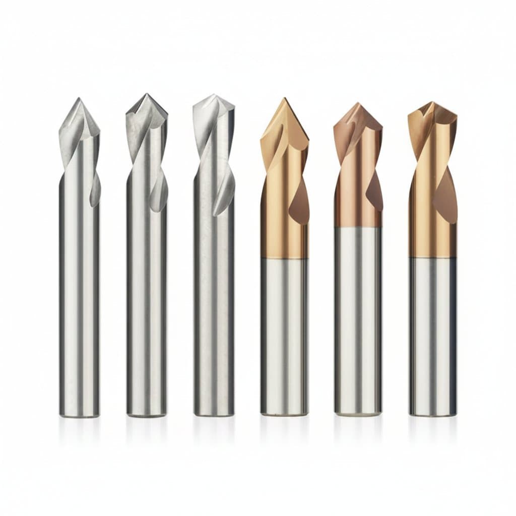 TYTURE Spot Drill HSS Carbide Stub Center Bit available in 60, 90, and 120 degree angles for CNC router and milling applications.