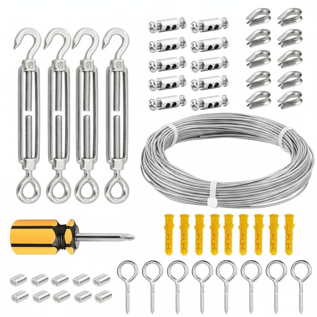 Turnbuckle Tensioning Kit | 304 Stainless Steel Cable Railing & Hanging System | 20m Wire Rope