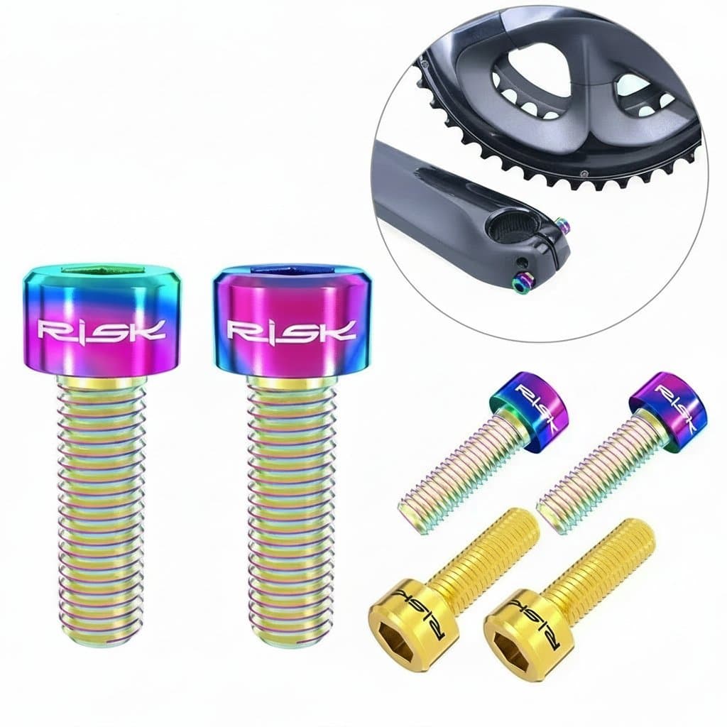 Two titanium alloy M6x18mm crankarm pinch clamp bolts for Shimano ULTEGRA Hollow Tech bicycle cranksets, providing lightweight enhancement.