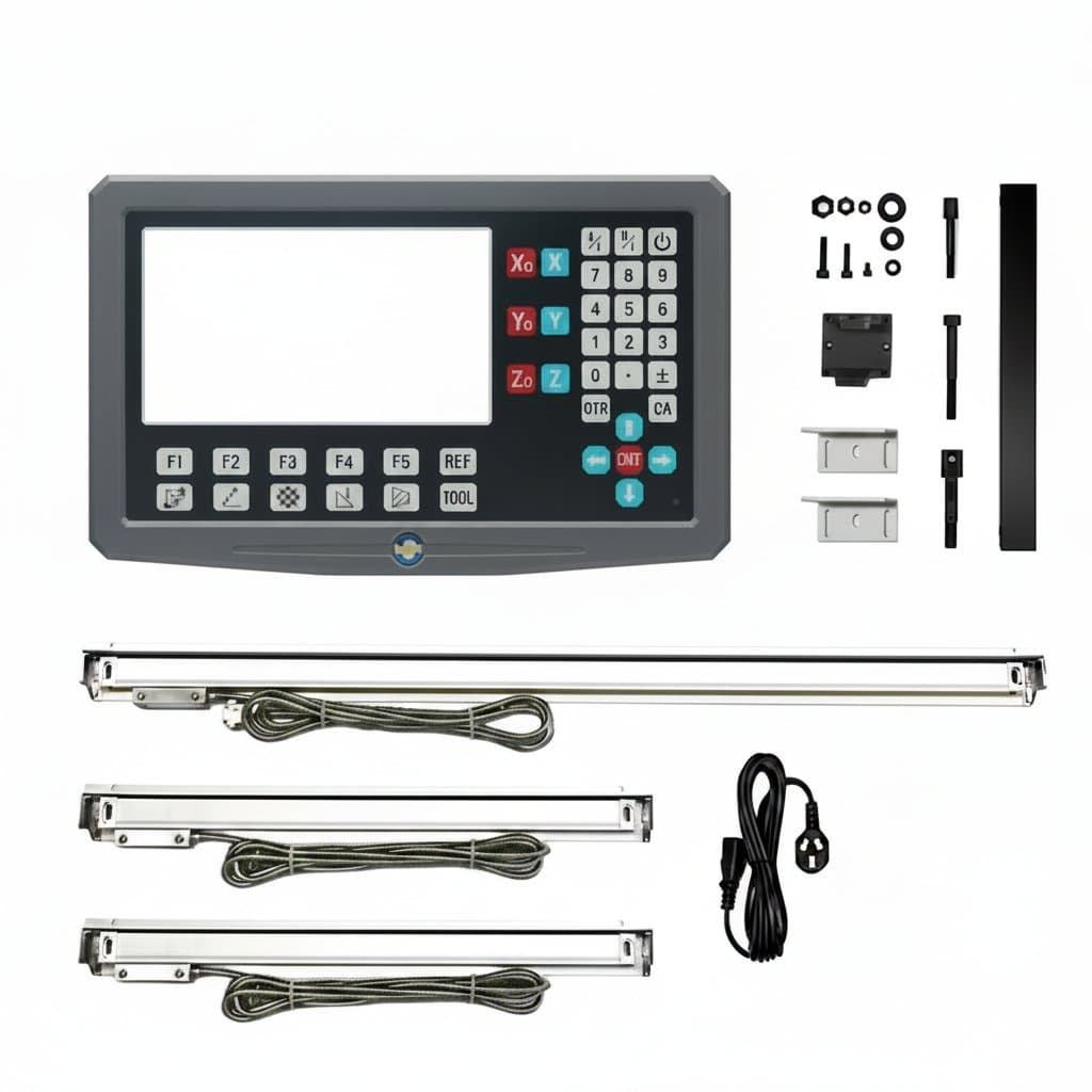 SINO 3 Axis Digital Readout Display Sets DRO with 3pcs Greating Glass Linear Scales Ruler Encoder Sensor for Milling Lathe