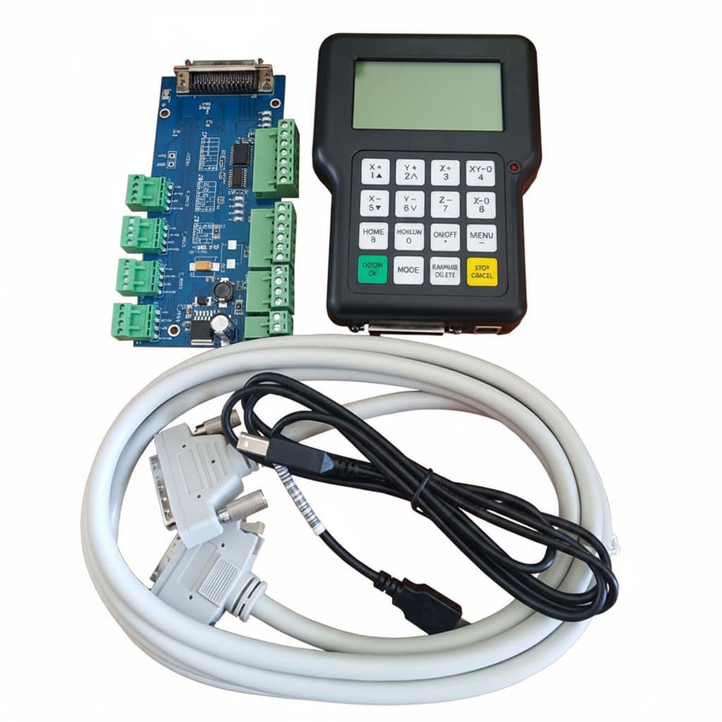 DSP0501 CNC router controller set with 3-axis remote handle for engraving machines, featuring the 0501HDDC system and pendant.