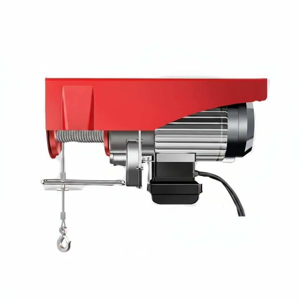 PA300 Portable Electric Hoist Crane with remote control, 650W motor and wire winch for heavy lifting and material handling.