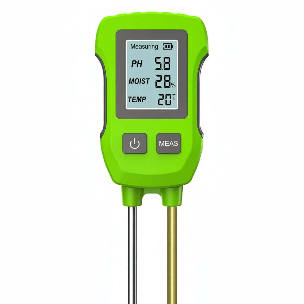 Digital Soil Meter | 3-in-1 pH, Moisture, & Temperature Tester | Backlit LCD Display