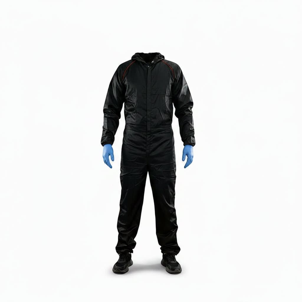 Reusable Biohazard Hazmat Suit, front view.