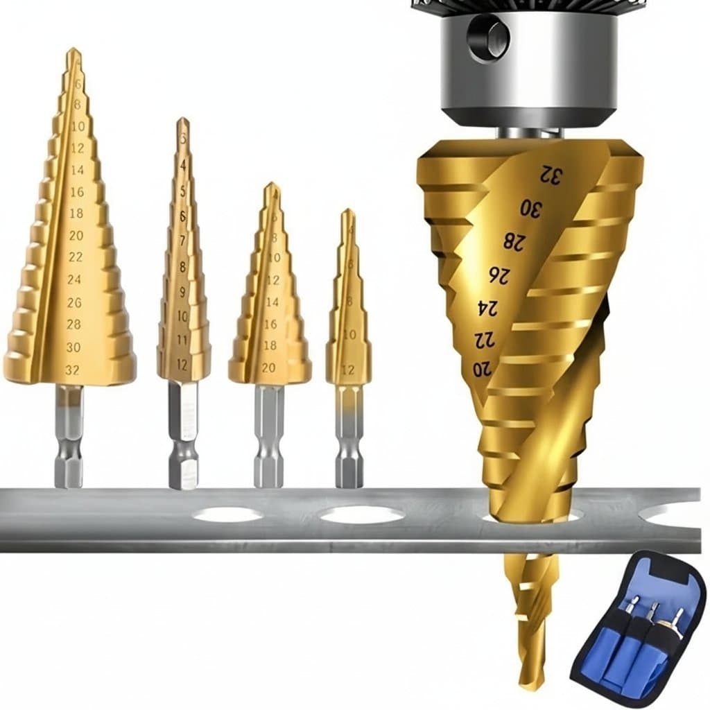 Step Drill Bit Set | HSS Multi-Size Cone | For Precise Wood & Metal Drilling