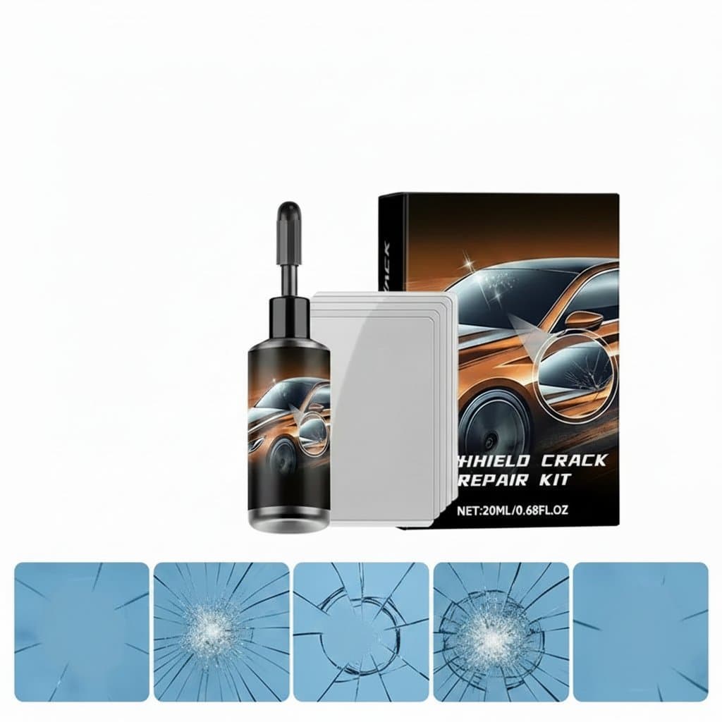 Windshield crack repair fluid, a car window repair resin for restoring scratches and cracks, a complete windshield repair kit.