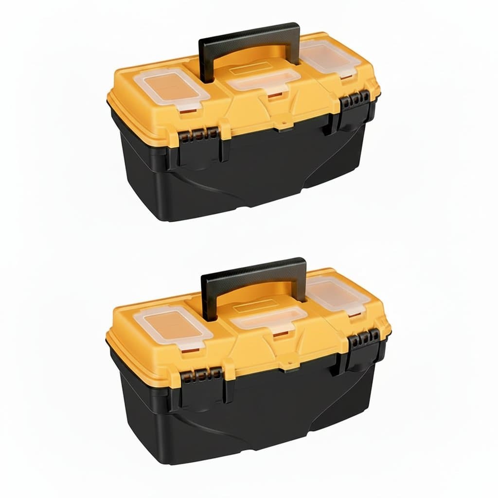 Heavy-Duty Plastic Tool Box | 15/12 Inch Electrician Storage | Drill & Hardware Organizer
