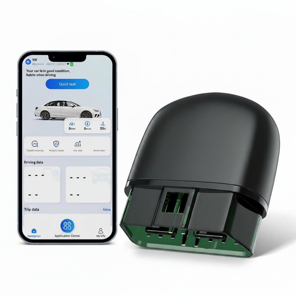 The XTOOL Advancer AD20PRO OBD2 Bluetooth Scanner, a full-system diagnostic tool and car battery tester, shown in hand for scale.