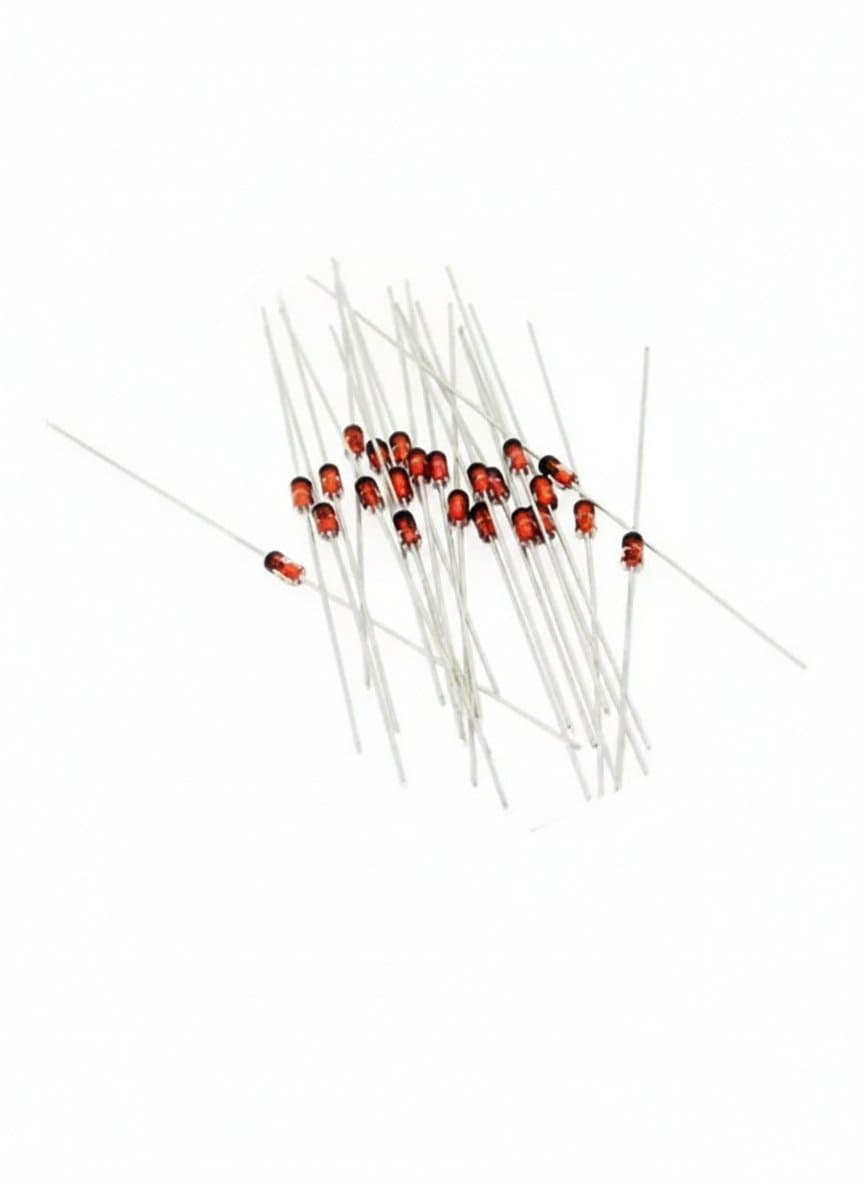 New original 1N4148 DO-35 switching diode, a 100-piece pack of fast silicon signal diodes for electronics projects and circuit design.