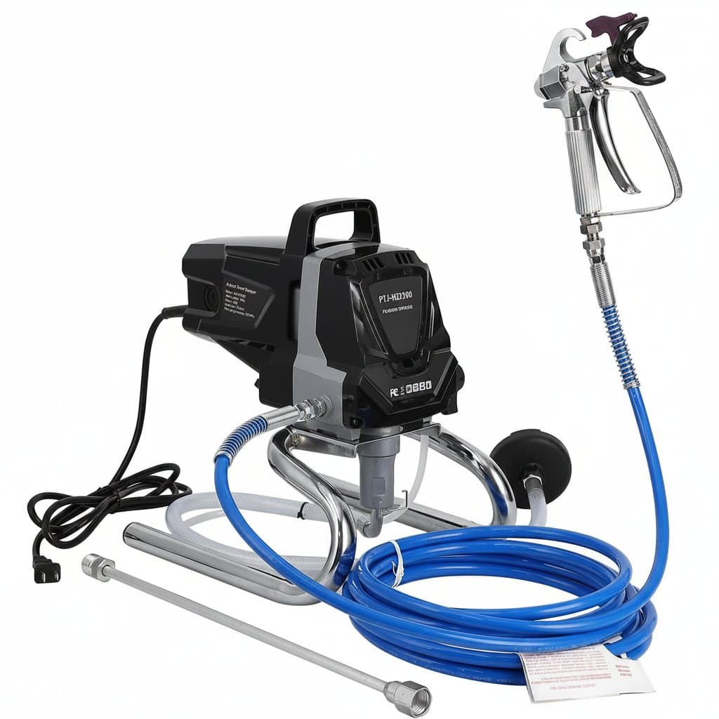 Stand airless HVLP paint sprayer designed for DIY home projects, suitable for both exterior and interior painting.