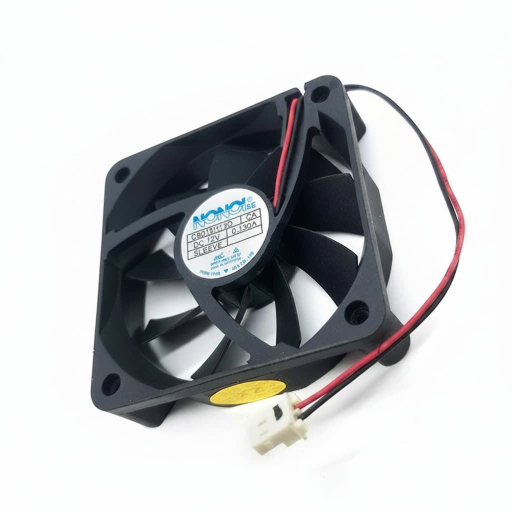 Well Tested G6015H12D 60mm cooling fan, a DC 12V 0.130A component for electronics cooling with a black frame and 2-wire connector.
