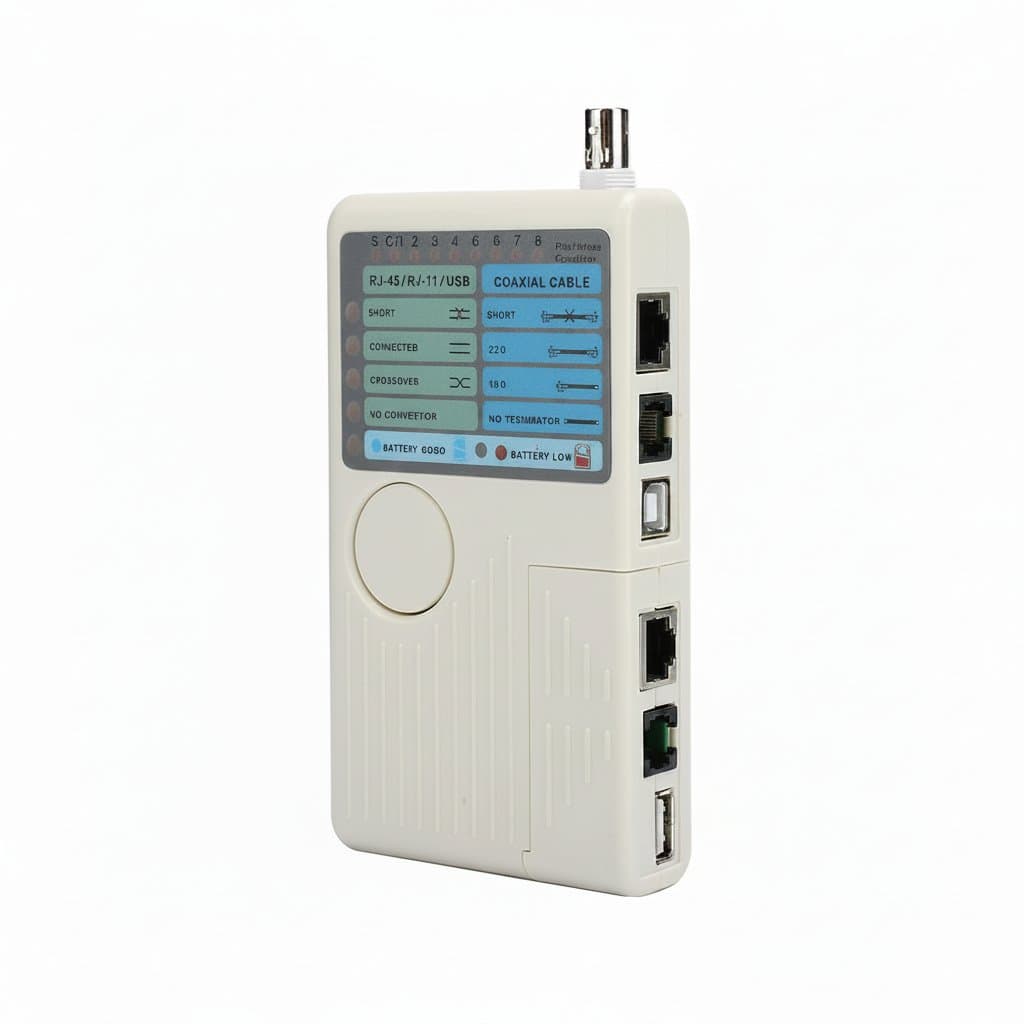 4-in-1 Network Cable Tester | RJ45, RJ11, USB, BNC | Cat5/Cat6 Wire Testing - Professional Grade Tool