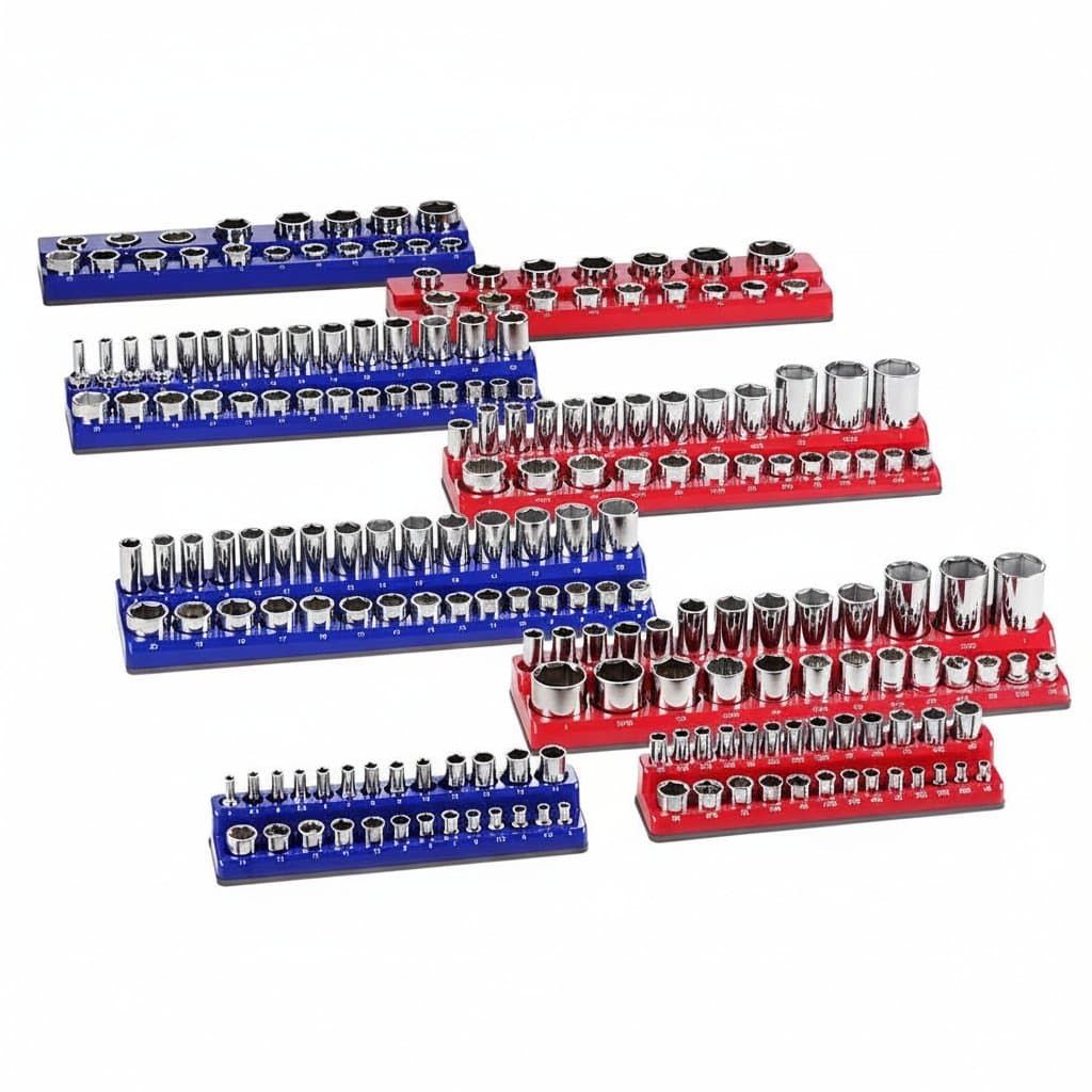 SucceBuy 6pcs/8pcs Blue+Red Magnetic Socket Organizer Set 3/ - Premium Automotive & Powersports > Spark Plug Sockets with professional quality and features