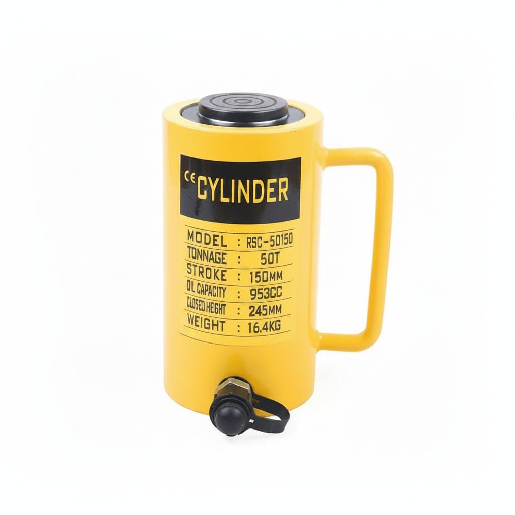 50 Ton 110231 lbs Hydraulic Cylinder Jack with solid ram, 6 inch stroke, and ZG3/8 port for heavy-duty industrial lifting.