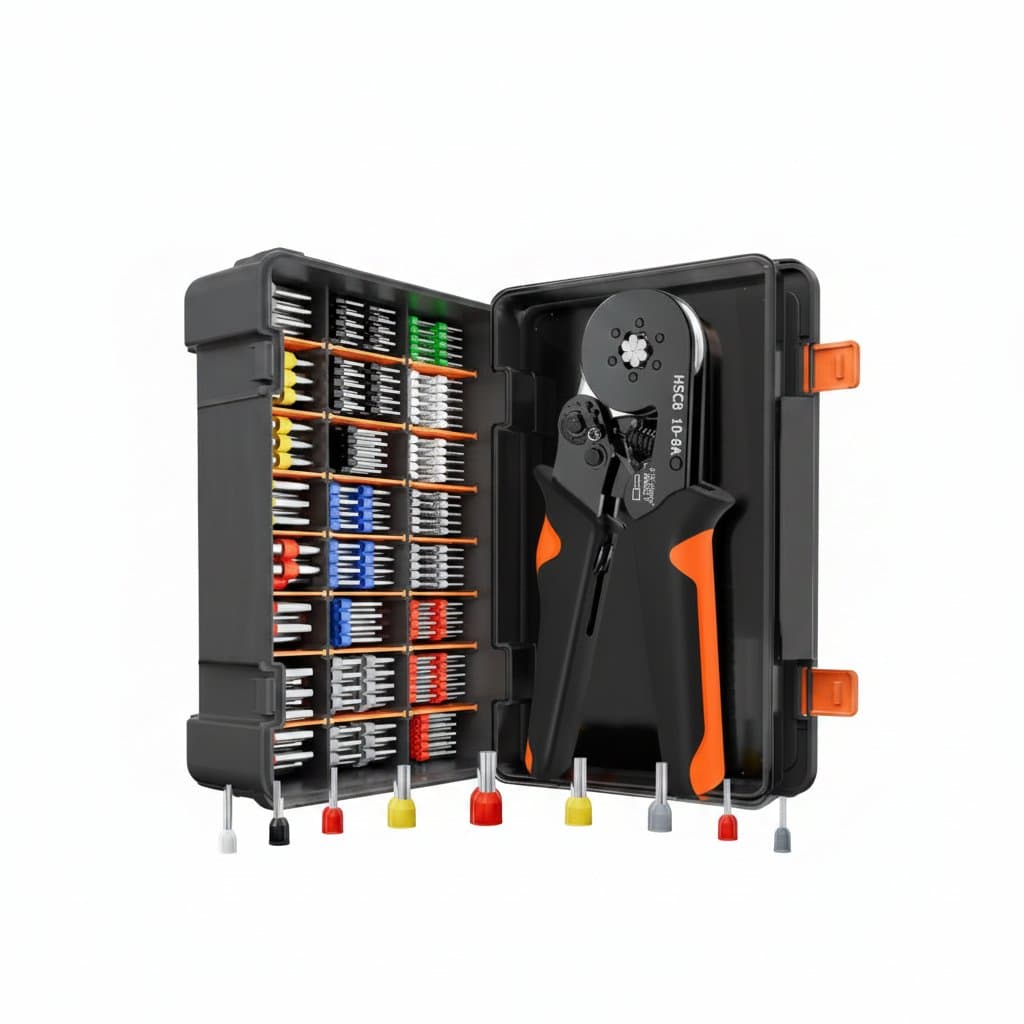 Hexagonal Self-Adjustable Ratchet Ferrule Crimping Tool Kit 23-7AWG 0.25-10mm² Crimper Kit with Ferrule Sleeves Wire Terminals - Image 1