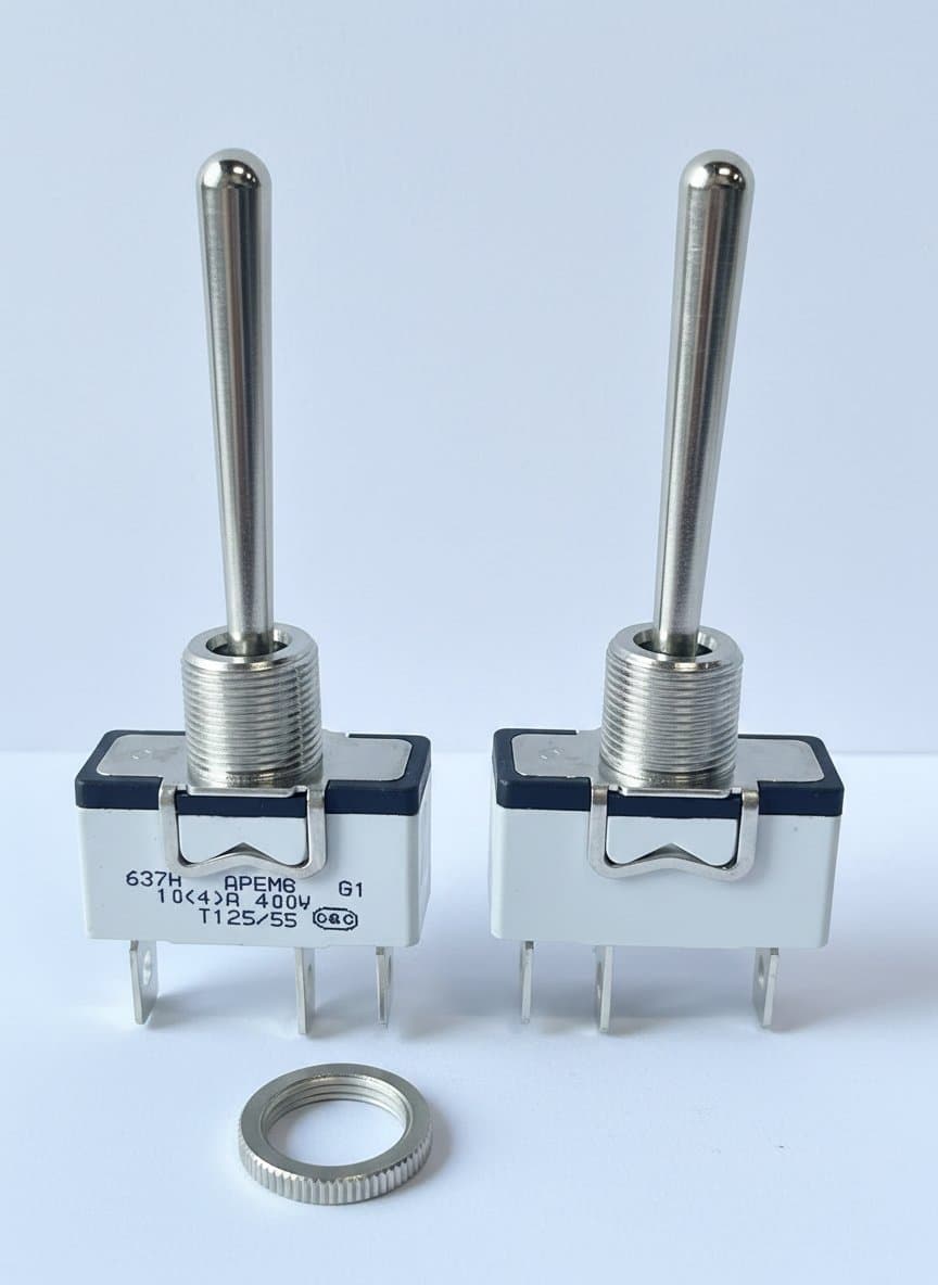 1pcs 637H-5 APEM three-foot, three-position bilateral reset rocker switch 637H/2-5 rocker switch with extended rocker - Image 1