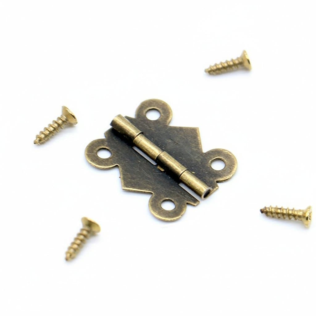 40 miniature butterfly hinges in bronze, gold, and silver finishes for jewelry boxes or small cabinets.