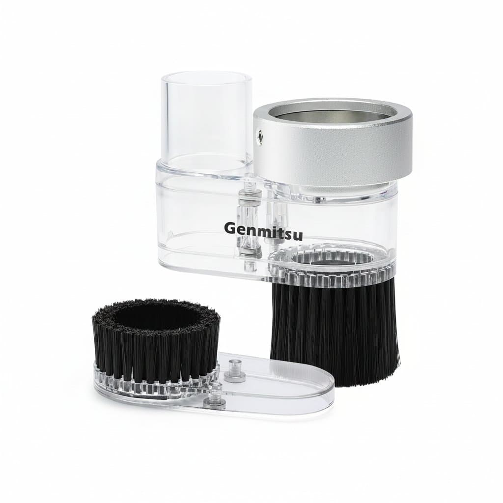 Genmitsu CNC ABS Dust Shoe for CNC machines, installed on a spindle motor to capture debris during milling and engraving.