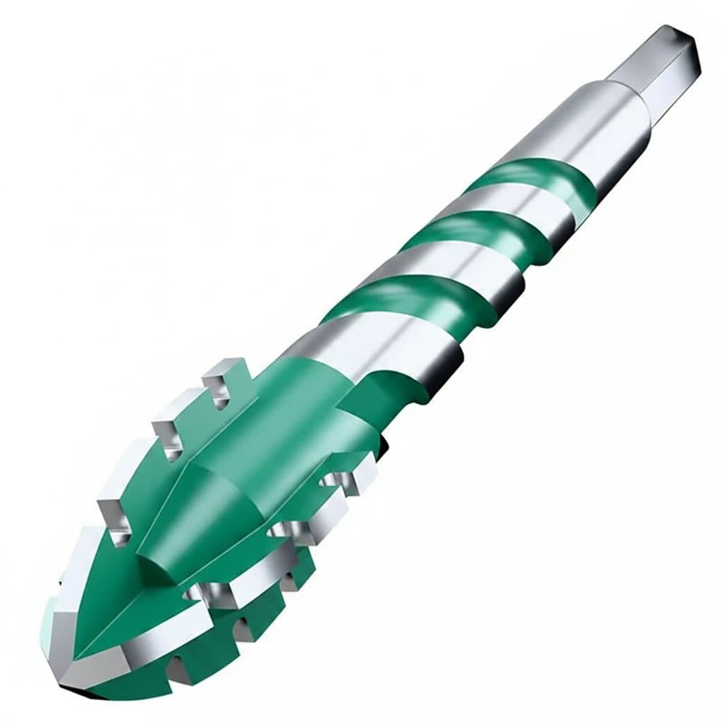 6-12mm Four-Blade Serrated Eccentric Drill Bit Set for glass, tile, concrete, and metal. Carbide-tipped professional drilling tools.