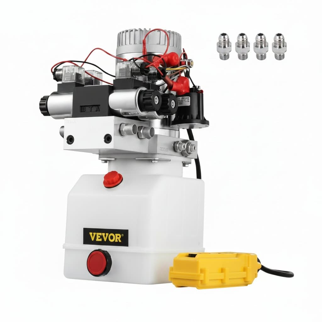 12V Hydraulic Power Unit | Double-Acting Solenoid Pump | 4.5L Reservoir for Dump Trailers & Lifting Tools