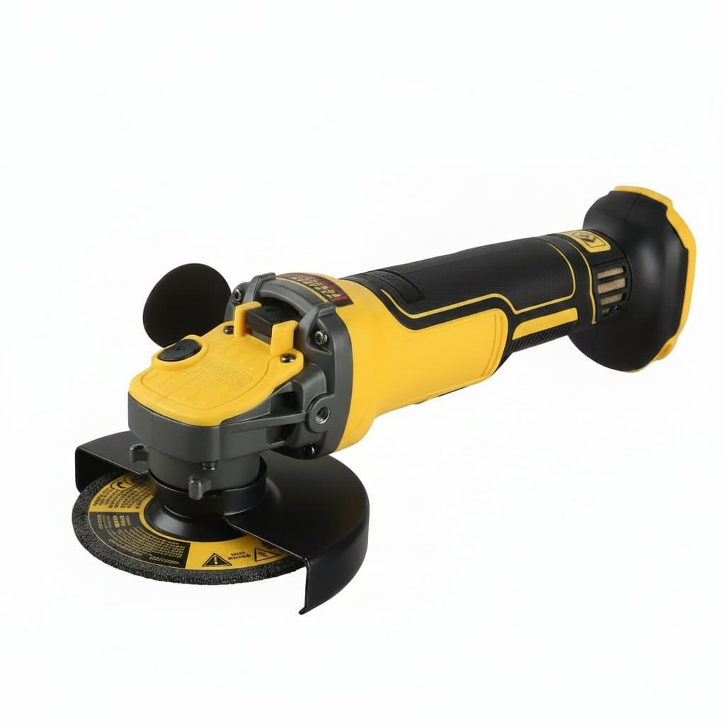DEWALT DCG409 20V Brushless Angle Grinder with 125mm flat head, a cordless power tool for cutting and grinding.
