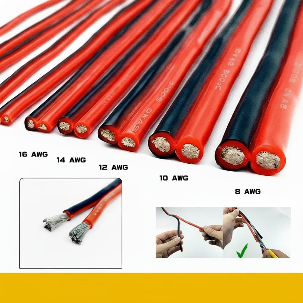 Premium 2-pin black and red double silicone wire, extremely soft and flexible for electrical projects, available in 8awg to 22awg.