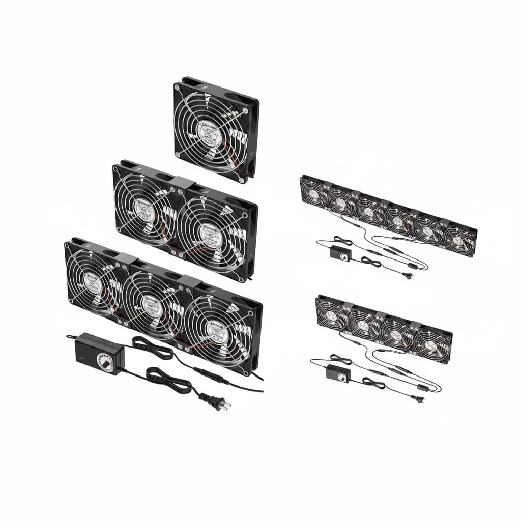 120mm 3000RPM high-speed cooling fan with controller for BTC mining rigs, workstations, and server cabinets.