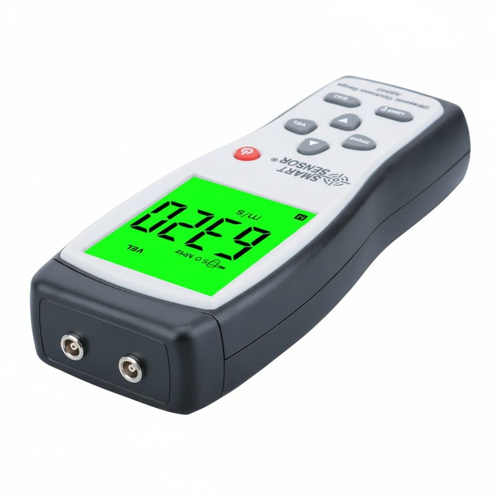 JITAI Ultrasonic Thickness Gauge with color display, measuring metal, plastic, ceramic, and glass from 0.75 to 700 mm.