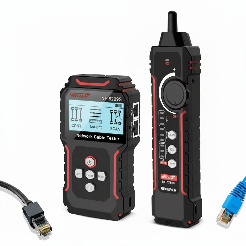 Network Cable Tester | LCD Display Wiremap & Length Measurement | NF-8209S LAN Tool