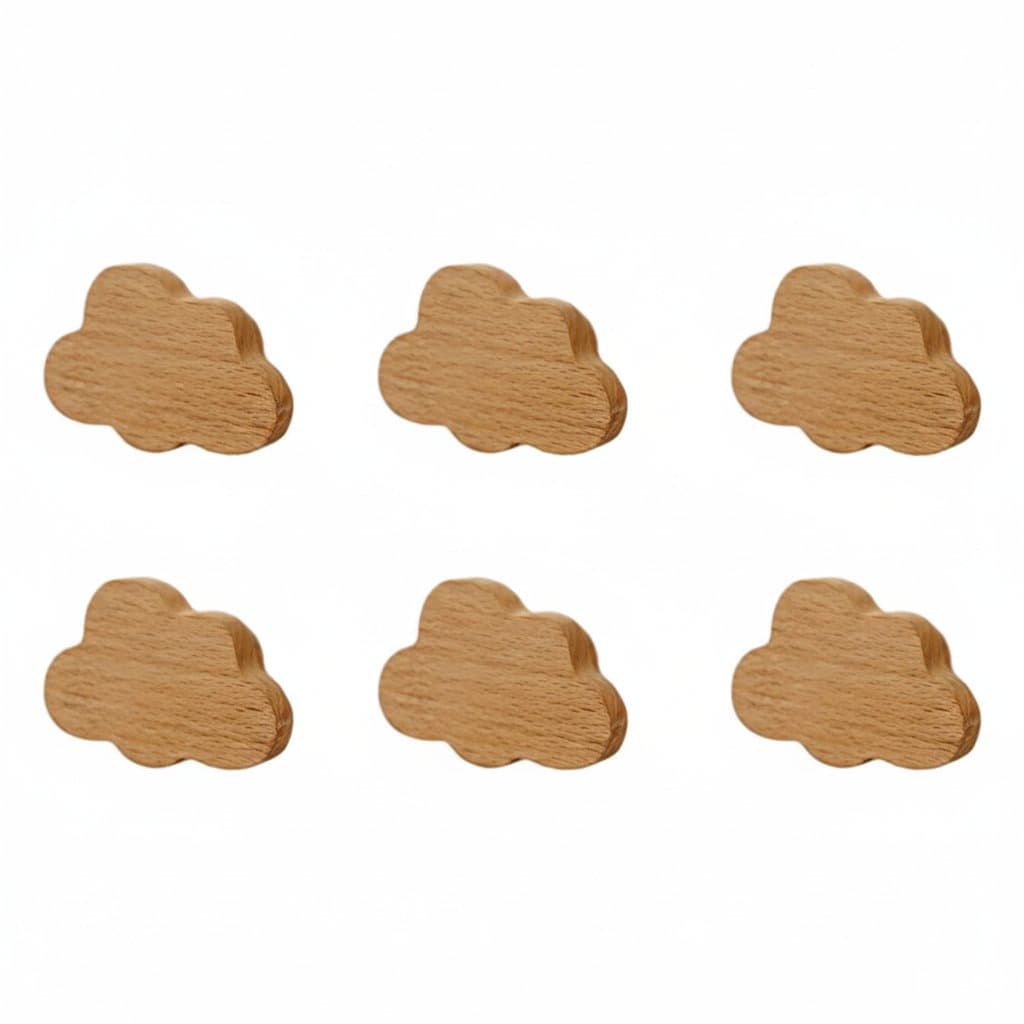 & Star Drawer Knobs | 6-PCS Wooden Furniture Handles | Children's Room Decoration Set