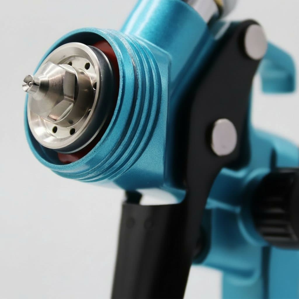 Slit nozzle spray gun with 1.3mm opening for high fine atomization, suitable for automotive painting and detailed air spraying.