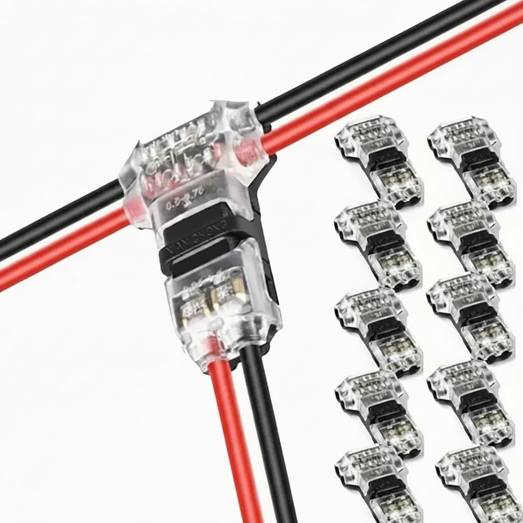 20-piece set of T2 snap-in wire connectors for quick, no-weld electrical connections, featuring automatic plug terminals.