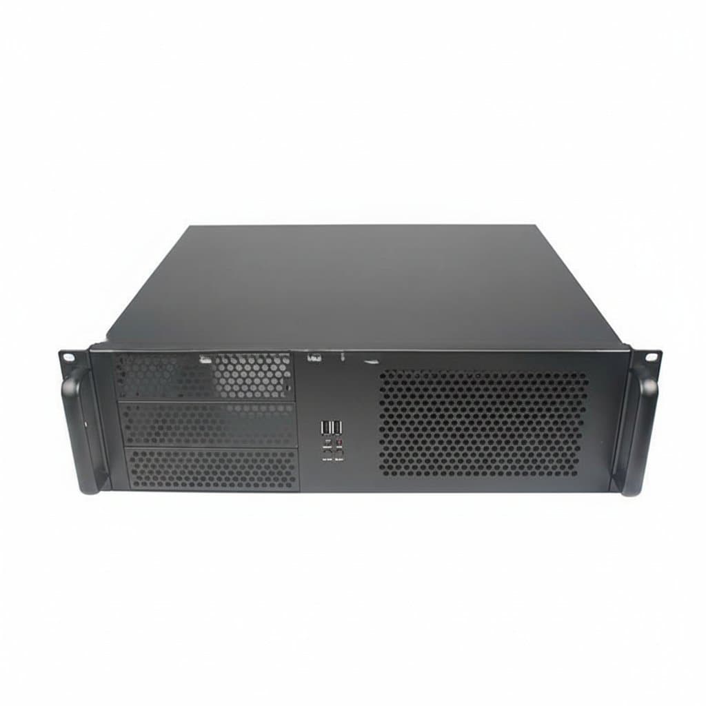 3U Rackmount Server Chassis with brushed aluminum front panel, designed for industrial and home kitchen rack installations.