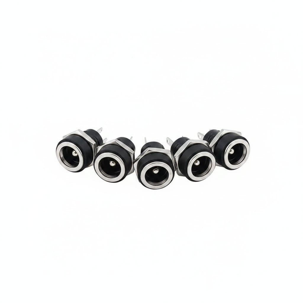 DC Power Connector Set | 5.5x2.1mm Panel Mount Jack & Plug | 5-Pair Kit for Secure Adapter Wiring - Image 1