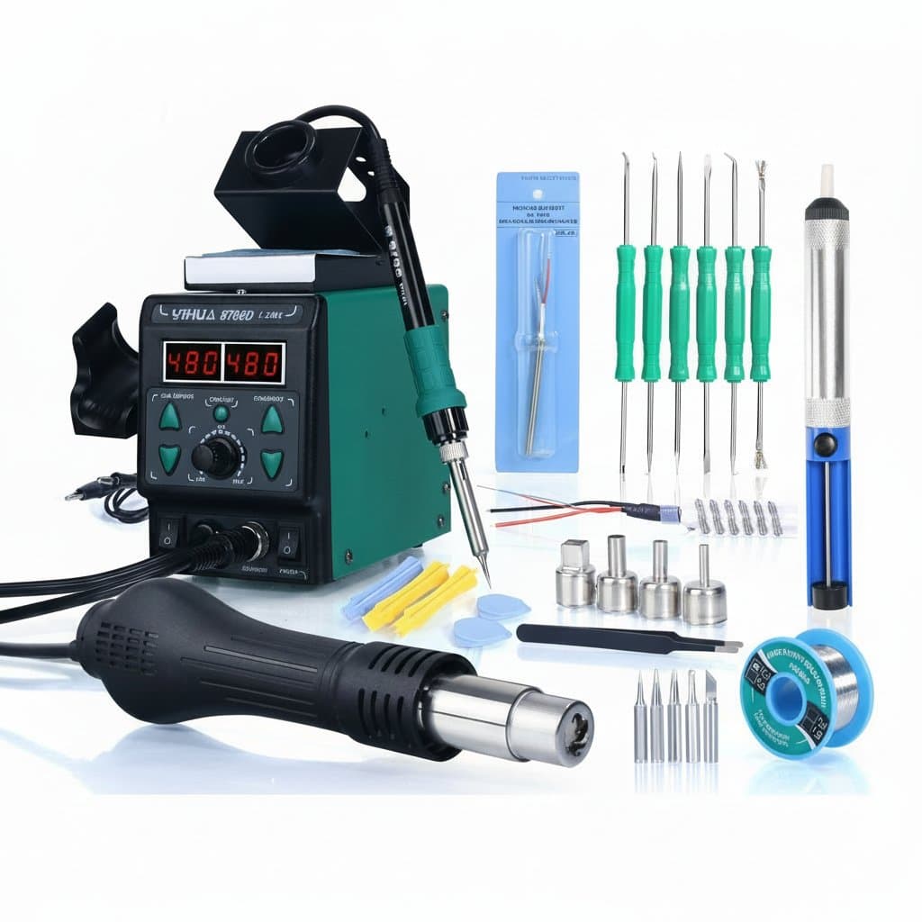 Soldering Rework Station | Hot Air & Iron | Digital Display for Phone Repair