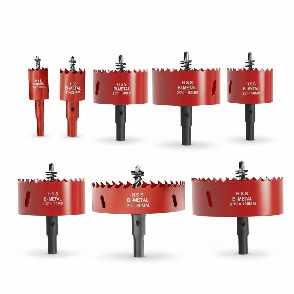 20mm to 200mm M42 Bi-Metal Hole Saw Kit for drilling metal, wood, and drywall with durable drill bit and arbor.