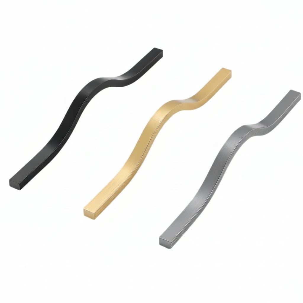 Gold brushed aluminum alloy furniture handle, adjustable from 160mm to 384mm, for cabinets, wardrobes, and cupboards.