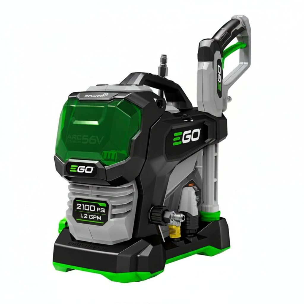 Electric pressure washer with 2100 PSI for home and garden cleaning, featuring a high-pressure water jet system with adjustable nozzle.